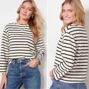 Monrow Sriped Crew Long Sleeve Shirt Size Medium